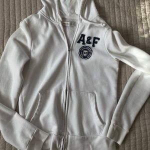 White Abercrombie Zip Up Hoodie Size S